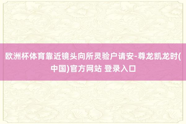 欧洲杯体育靠近镜头向所灵验户请安-尊龙凯龙时(中国)官方网站 登录入口