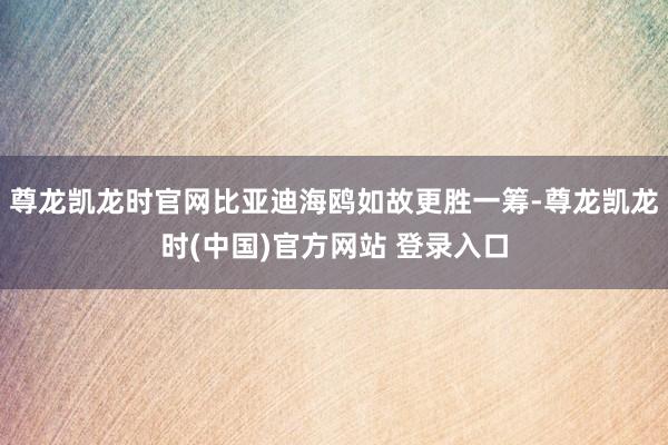 尊龙凯龙时官网比亚迪海鸥如故更胜一筹-尊龙凯龙时(中国)官方网站 登录入口