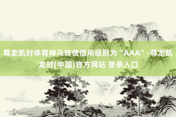 尊龙凯时体育神马转债信用级别为“AAA”-尊龙凯龙时(中国)官方网站 登录入口