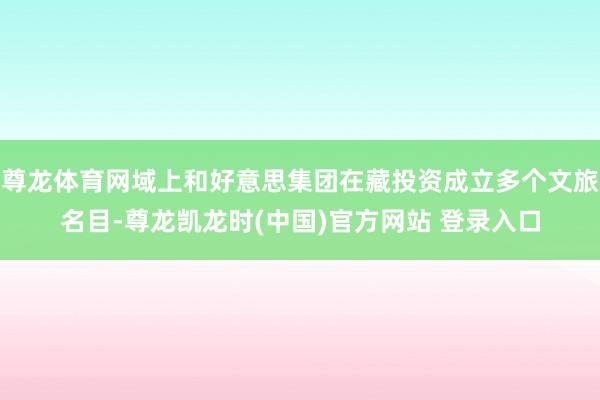 尊龙体育网域上和好意思集团在藏投资成立多个文旅名目-尊龙凯龙时(中国)官方网站 登录入口