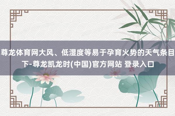 尊龙体育网大风、低湿度等易于孕育火势的天气条目下-尊龙凯龙时(中国)官方网站 登录入口