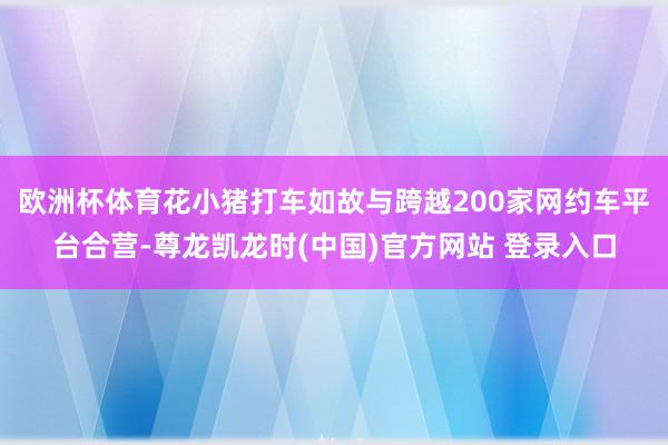 欧洲杯体育花小猪打车如故与跨越200家网约车平台合营-尊龙凯龙时(中国)官方网站 登录入口