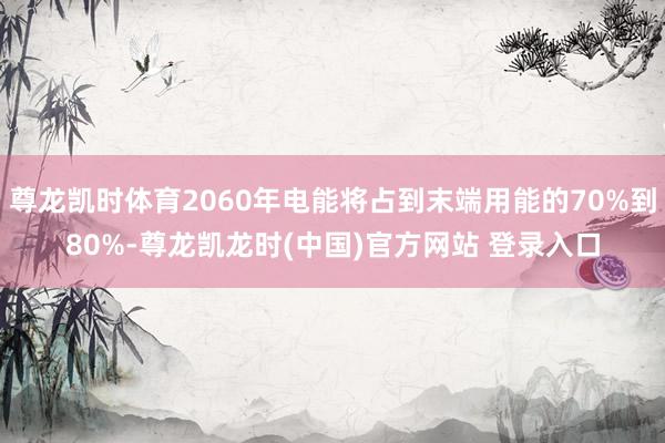 尊龙凯时体育2060年电能将占到末端用能的70%到80%-尊龙凯龙时(中国)官方网站 登录入口