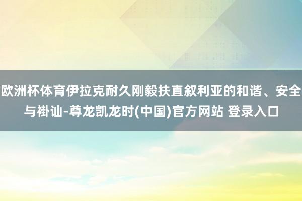 欧洲杯体育伊拉克耐久刚毅扶直叙利亚的和谐、安全与褂讪-尊龙凯龙时(中国)官方网站 登录入口