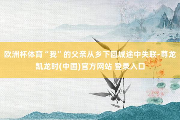 欧洲杯体育“我”的父亲从乡下回城途中失联-尊龙凯龙时(中国)官方网站 登录入口