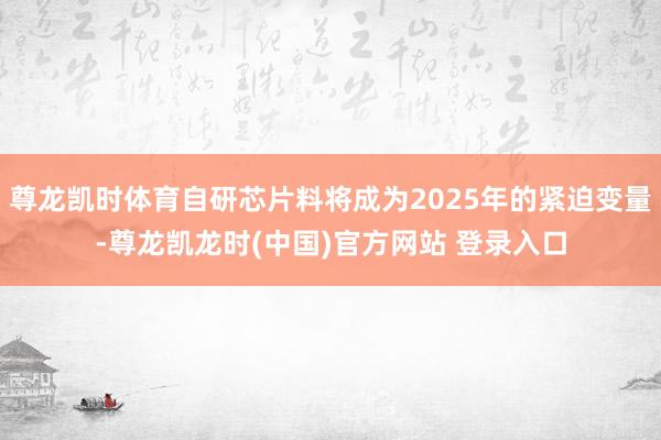 尊龙凯时体育自研芯片料将成为2025年的紧迫变量-尊龙凯龙时(中国)官方网站 登录入口