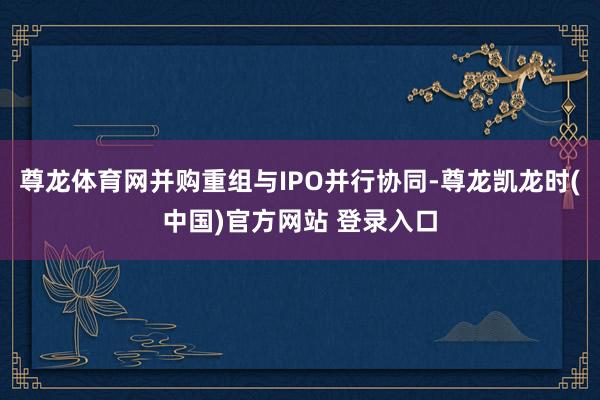 尊龙体育网并购重组与IPO并行协同-尊龙凯龙时(中国)官方网站 登录入口