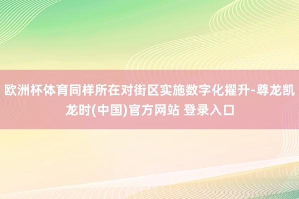 欧洲杯体育同样所在对街区实施数字化擢升-尊龙凯龙时(中国)官方网站 登录入口
