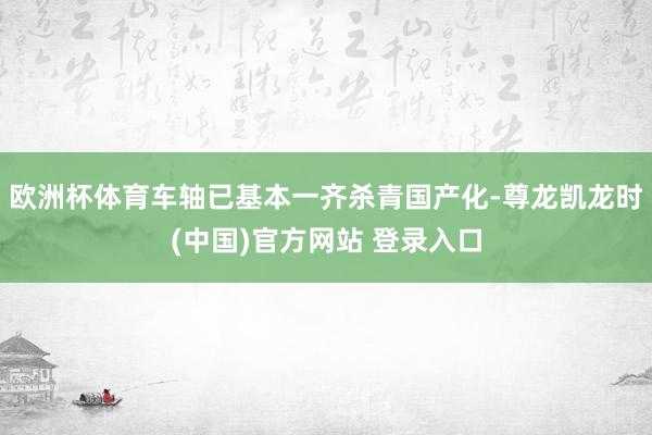 欧洲杯体育车轴已基本一齐杀青国产化-尊龙凯龙时(中国)官方网站 登录入口