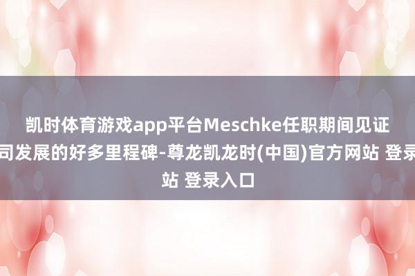 凯时体育游戏app平台Meschke任职期间见证了公司发展的好多里程碑-尊龙凯龙时(中国)官方网站 登录入口