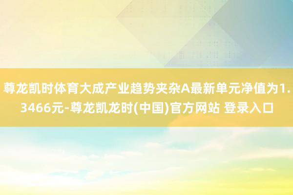 尊龙凯时体育大成产业趋势夹杂A最新单元净值为1.3466元-尊龙凯龙时(中国)官方网站 登录入口