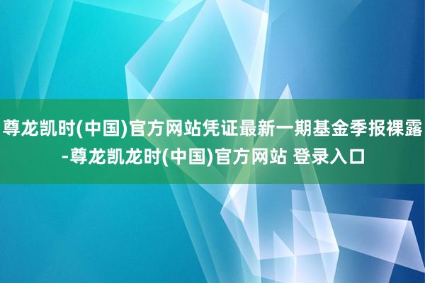 尊龙凯时(中国)官方网站凭证最新一期基金季报裸露-尊龙凯龙时(中国)官方网站 登录入口