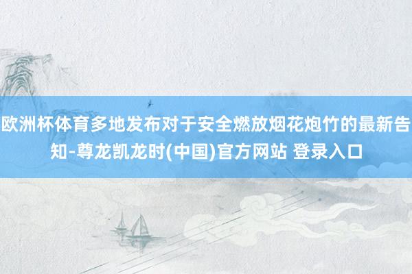 欧洲杯体育多地发布对于安全燃放烟花炮竹的最新告知-尊龙凯龙时(中国)官方网站 登录入口