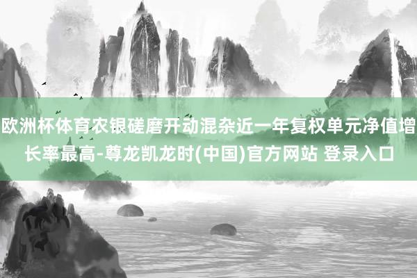 欧洲杯体育农银磋磨开动混杂近一年复权单元净值增长率最高-尊龙凯龙时(中国)官方网站 登录入口