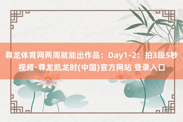 尊龙体育网两周就能出作品：Day1-2：拍3段5秒视频-尊龙凯龙时(中国)官方网站 登录入口