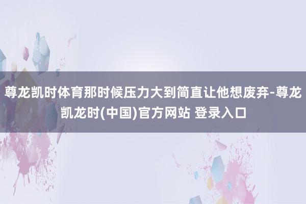 尊龙凯时体育那时候压力大到简直让他想废弃-尊龙凯龙时(中国)官方网站 登录入口