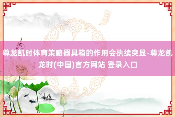 尊龙凯时体育策略器具箱的作用会执续突显-尊龙凯龙时(中国)官方网站 登录入口