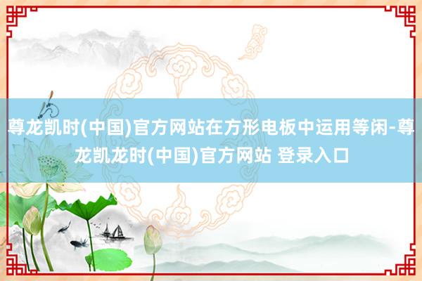 尊龙凯时(中国)官方网站在方形电板中运用等闲-尊龙凯龙时(中国)官方网站 登录入口
