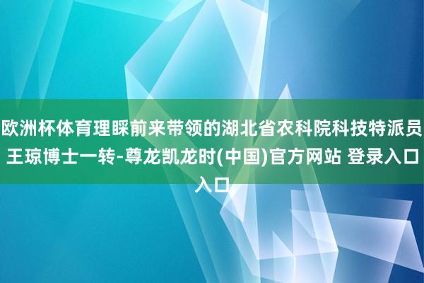 欧洲杯体育理睬前来带领的湖北省农科院科技特派员王琼博士一转-尊龙凯龙时(中国)官方网站 登录入口