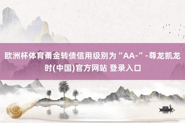 欧洲杯体育甬金转债信用级别为“AA-”-尊龙凯龙时(中国)官方网站 登录入口
