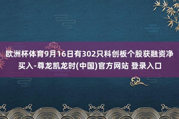 欧洲杯体育9月16日有302只科创板个股获融资净买入-尊龙凯龙时(中国)官方网站 登录入口
