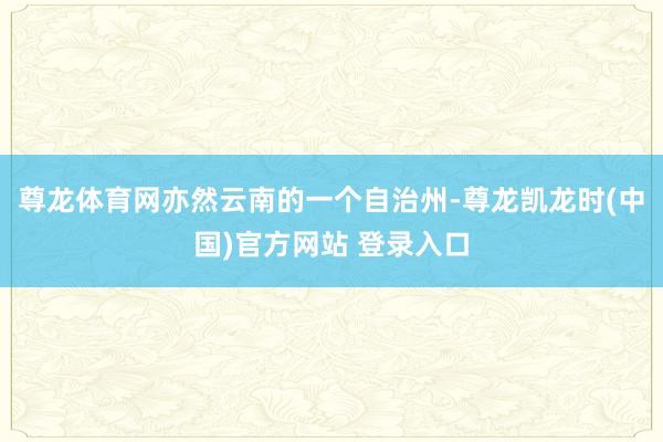 尊龙体育网亦然云南的一个自治州-尊龙凯龙时(中国)官方网站 登录入口