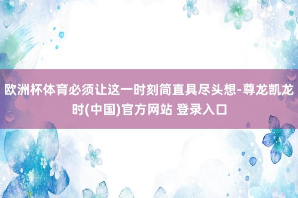 欧洲杯体育必须让这一时刻简直具尽头想-尊龙凯龙时(中国)官方网站 登录入口