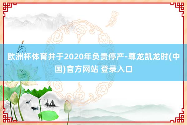 欧洲杯体育并于2020年负责停产-尊龙凯龙时(中国)官方网站 登录入口