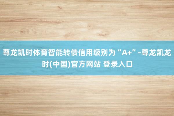 尊龙凯时体育智能转债信用级别为“A+”-尊龙凯龙时(中国)官方网站 登录入口