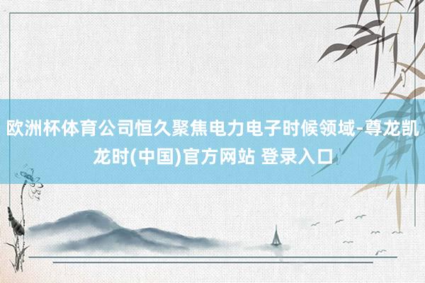 欧洲杯体育公司恒久聚焦电力电子时候领域-尊龙凯龙时(中国)官方网站 登录入口