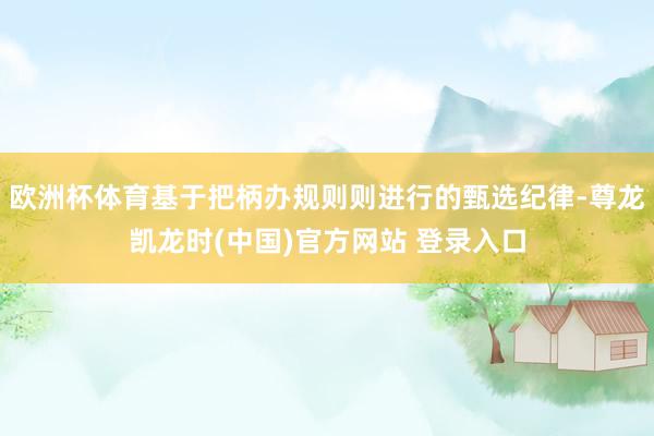 欧洲杯体育基于把柄办规则则进行的甄选纪律-尊龙凯龙时(中国)官方网站 登录入口