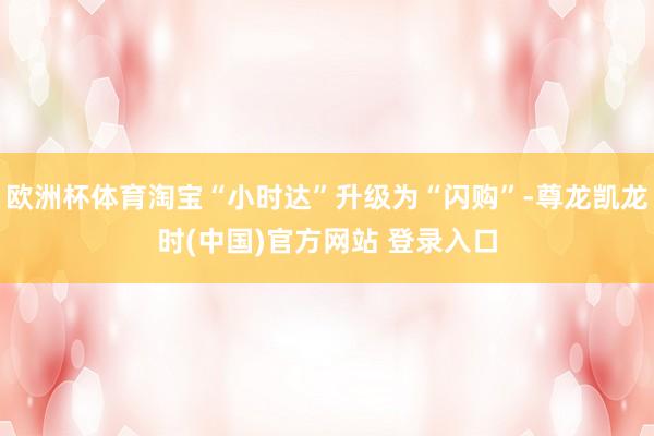 欧洲杯体育淘宝“小时达”升级为“闪购”-尊龙凯龙时(中国)官方网站 登录入口