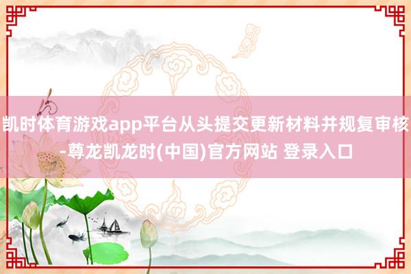 凯时体育游戏app平台从头提交更新材料并规复审核-尊龙凯龙时(中国)官方网站 登录入口