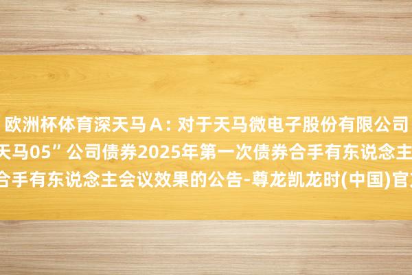 欧洲杯体育深天马Ａ: 对于天马微电子股份有限公司“21天马02”和“22天马05”公司债券2025年第一次债券合手有东说念主会议效果的公告-尊龙凯龙时(中国)官方网站 登录入口