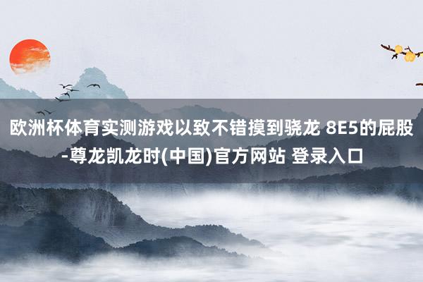 欧洲杯体育实测游戏以致不错摸到骁龙 8E5的屁股-尊龙凯龙时(中国)官方网站 登录入口